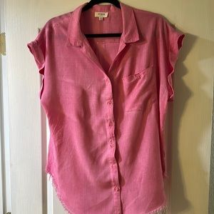 Umgee pink fray button up sz M